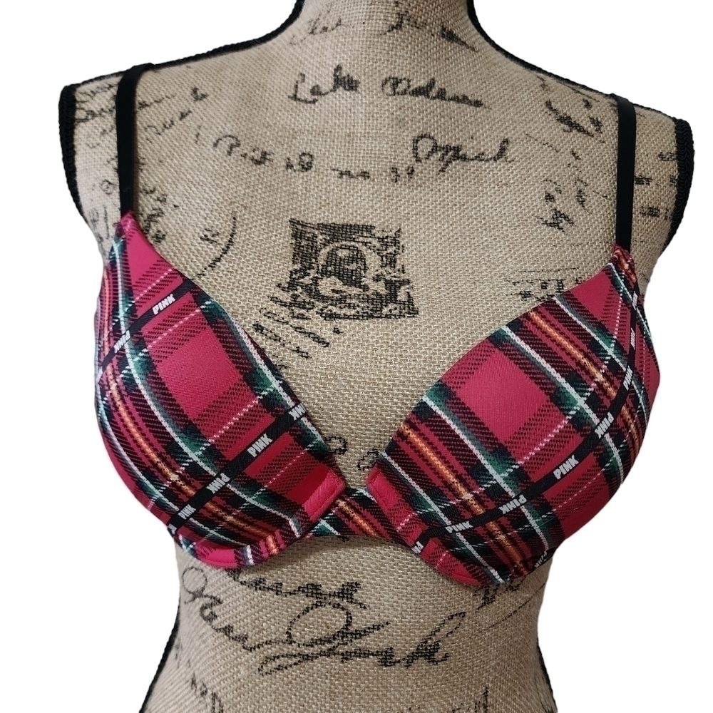 PINK Victoria's Secret T-shirt Plaid Padded Bra - 32C